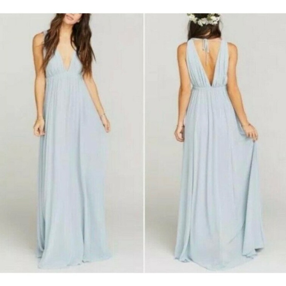 Show Me Your Mumu Small Ava Maxi Dress Steel Blue